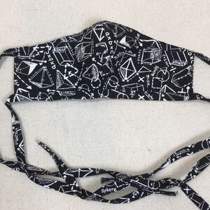 Hand sewn Geometry Cotton Face mask w Ties